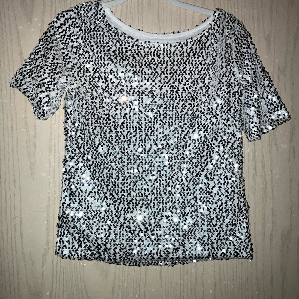 Sequin Short Sleeve Top